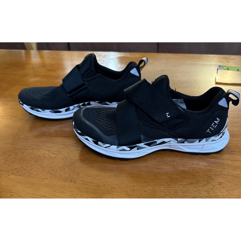 TIEM Slipstream Indoor Cycling Shoes Black White Geo SPD Compatible Size 5.5